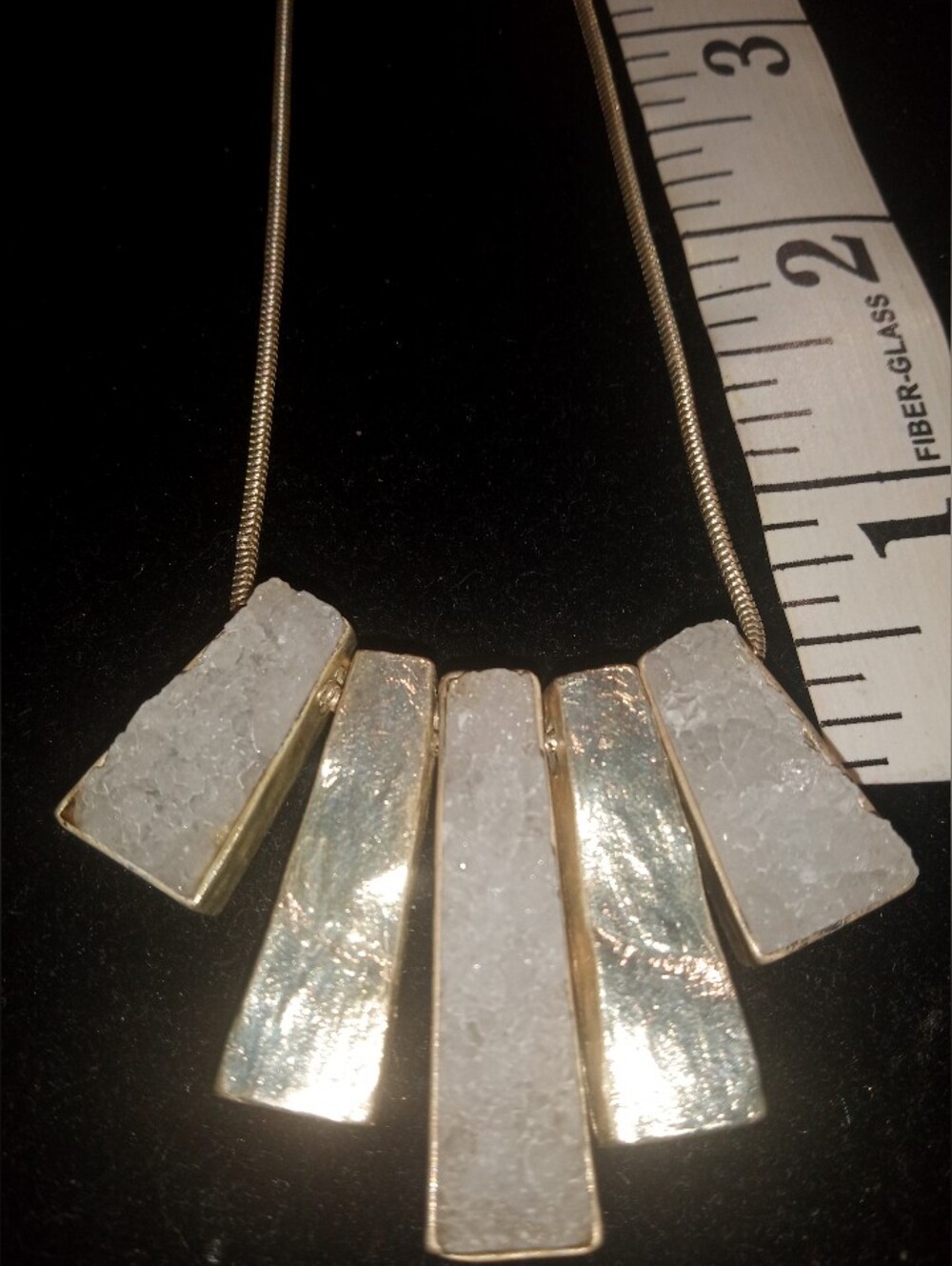 Silpada Sterling Silver Bar and White Druzy Bar Statement Necklace